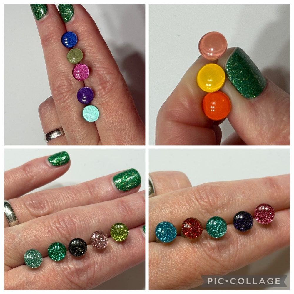 18 Pairs of 8 mm Handmade Resin Earrings
